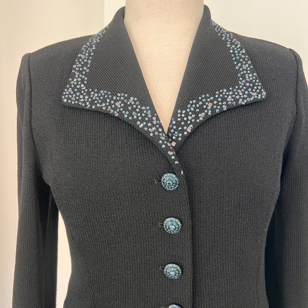 Vintage St. John Evening knit skirt suit set with embellished jacket size med 4 - Picture 3 of 11